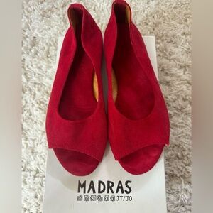 A.P.C. Madras red suede leather flats Euro 38